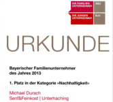 Platz 1 in der Kategorie Nachhaltigkeit für Develey im Jahr 2013